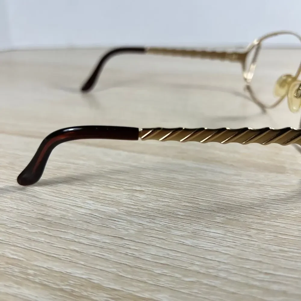 Vintage Yves Saint Laurent 6056 Y119 Sunglasses FRAMES ONLY Gold Brown Italy